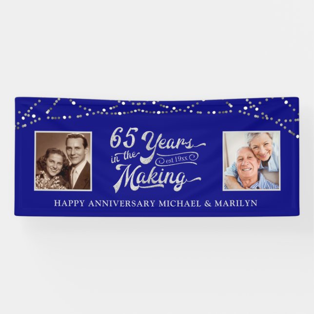 Banderoles 65e anniversaire Sapphire Bleu Chaîne Lumière Phot (Horizontal)