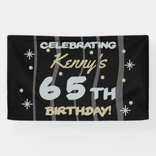 Banderoles 65e fête d'anniversaire Ajoutez votre nom (Horizontal)