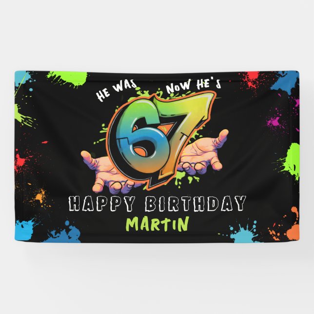 Banderoles 6 7 Meme Graffiti Six Seven Birthday Banner (Horizontal)