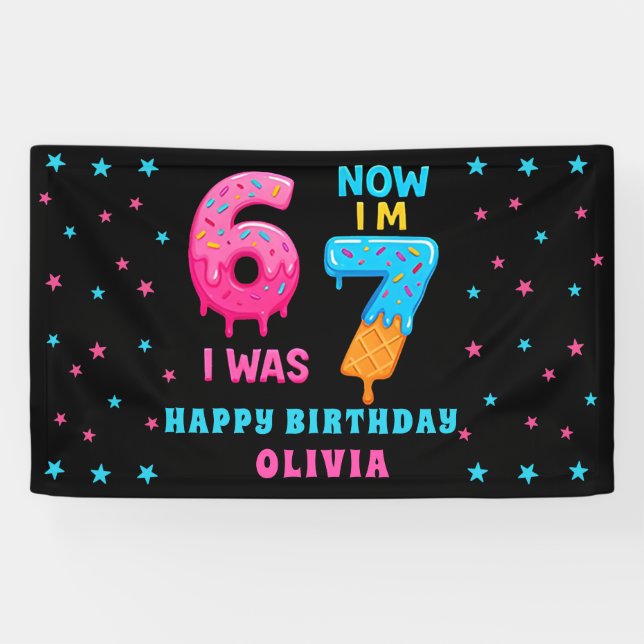 Banderoles 6 7 Meme Six Seven Birthday Banner (Horizontal)