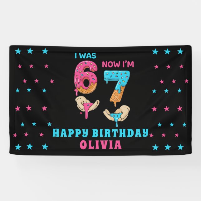 Banderoles 6 7 Meme Six Seven Birthday Banner (Horizontal)