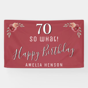 Banderoles 70 Alors quelle aquarelle rouge Floral 70e anniver