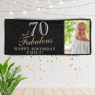 Banderoles 70 and Fabulous Elegant Black 70th Birthday Photo