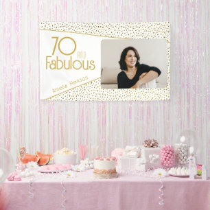 Banderoles 70 ans et Fabuleux Paillettes Dorées Photo 70e Ann