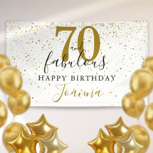 Banderoles 70 ans et Fabulux Anniversaire Élégant Or et Noir