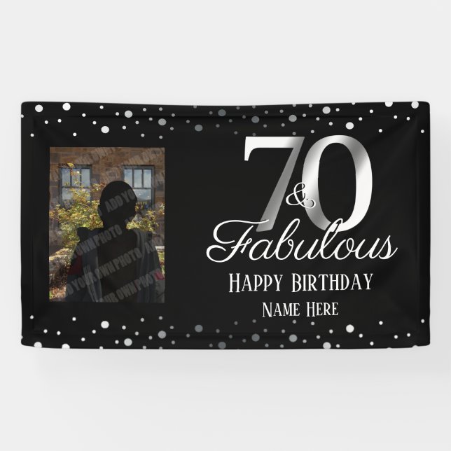 Banderoles 70 et fabuleuse photo Confetti d'anniversaire (Horizontal)