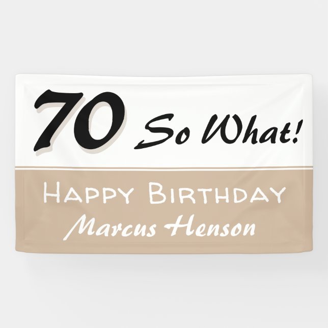 Banderoles 70e anniversaire Drôle disant Fête Beige (Horizontal)