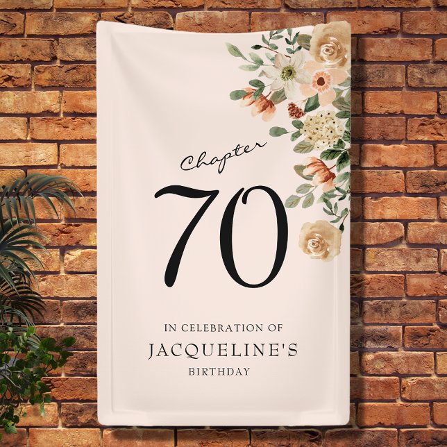 Banderoles 70e anniversaire Vintage Floral (70th birthday party banner for that big 7-0 event. Easily customised to suit you.)