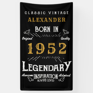Banderoles 70th Birthday 1952 Ajouter le nom Black Gold Legen