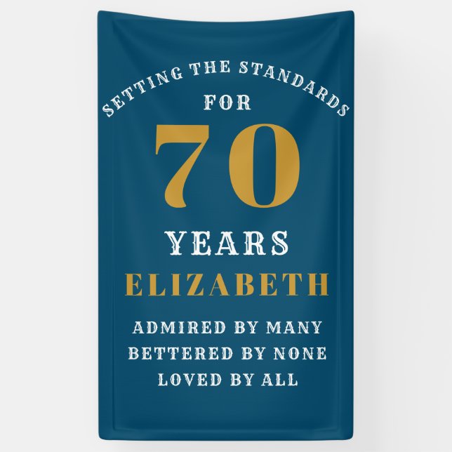 Banderoles 70th Birthday Standards Blue Gold Ajouter votre no (Vertical)