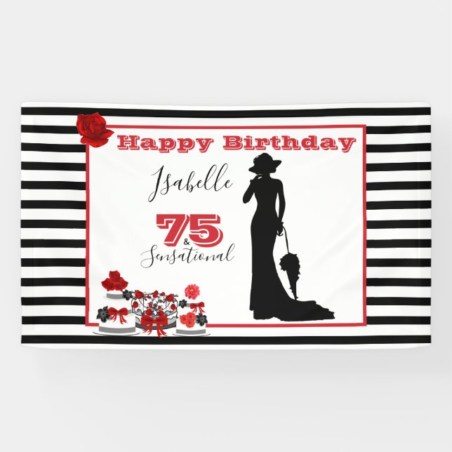 Banderoles 75 & SENSATIONAL 75th Birthday Party Banner (Horizontal)
