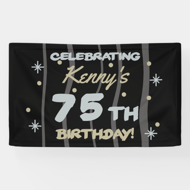 Banderoles 75th Birthday Party Ajouter votre nom (Horizontal)