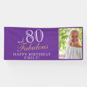 Banderoles 80 ans et Fabuleux Élégant Photo d'anniversaire de