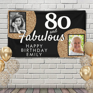 Banderoles 80 ans et Fabuleux Paillettes Dorées 2 Photo Anniv