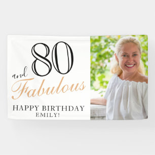 Banderoles 80 et fabuleux Elegant Black 80th Birthday Photo