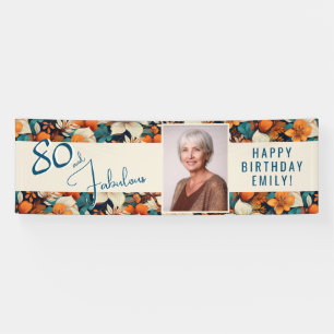 Banderoles 80 et fabuleux Motif Flower Photo Anniversaire