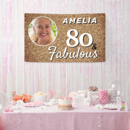 Banderoles 80 et Fabulous Gold Parties scintillant 80e annive