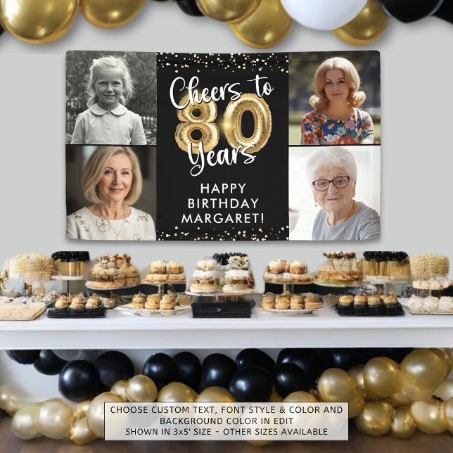 Banderoles 80e anniversaire 4 Photos Bravo à 80 ans Confetti (Créateur téléchargé)