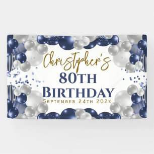 Banderoles 80e anniversaire Blue Balloons Party Bienvenue