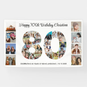 Banderoles 80e anniversaire de fête Numéro 80 Photo Collage