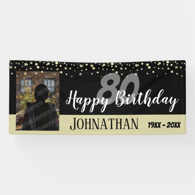 Banderoles 80e anniversaire du parti One Photo with Confetti (Horizontal)