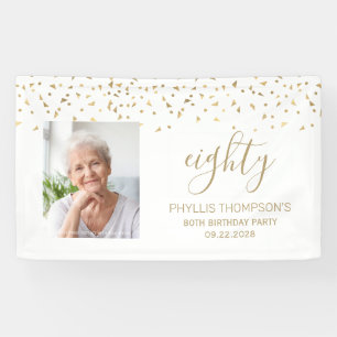 Banderoles 80e anniversaire Gold Confetti Triangles photo Bla