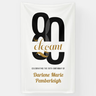 Banderoles 80e anniversaire minimum et élégant Black Gold 80e