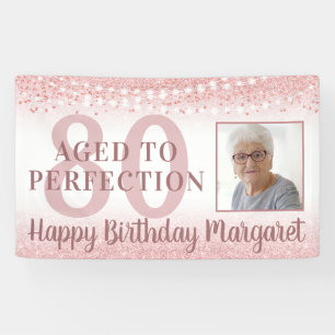 Banderoles 80e anniversaire Rose Gold Parties scintillant lum