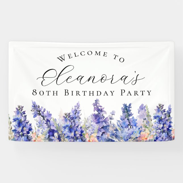 Banderoles 80e fête d'anniversaire Juillet Fleur de naissance (Horizontal)