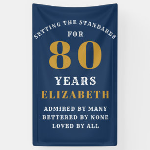 Banderoles 80th Birthday Standards Blue & Gold Ajouter votre 