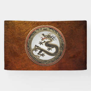 Banderoles [901] Dragon oriental sacré noir et or