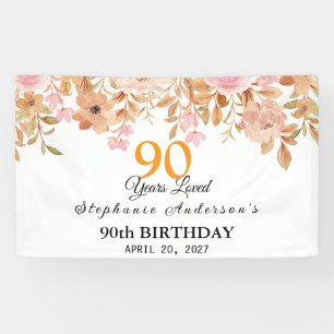 Banderoles 90 Ans Aimé Fleur De Pêcher 90e