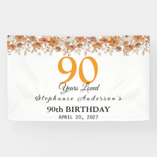 Banderoles 90 Ans Aimé Fleur De Pêcher 90ème
