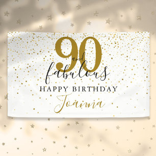 Banderoles 90 ans et Fantastique Anniversaire Élégant Or et N