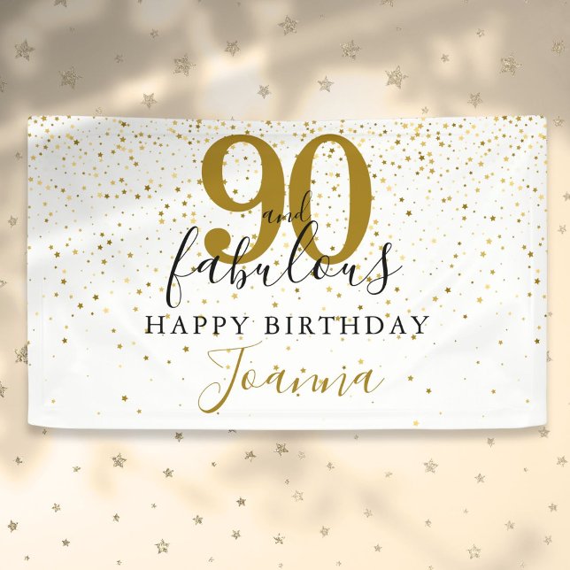 Banderoles 90 et fabuleux anniversaire Elegant Gold et Black (90 and Fabulous Birthday Elegant Gold and Black Banner)