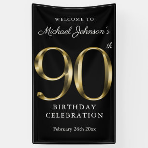 Banderoles 90e anniversaire Black Gold Elegant Welcome Party