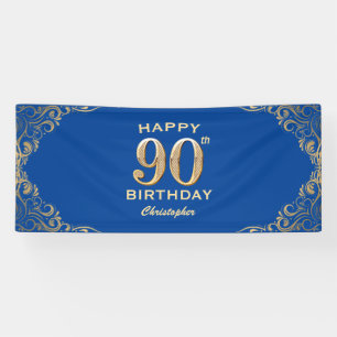 Banderoles 90e anniversaire Parties scintillant bleue et or c