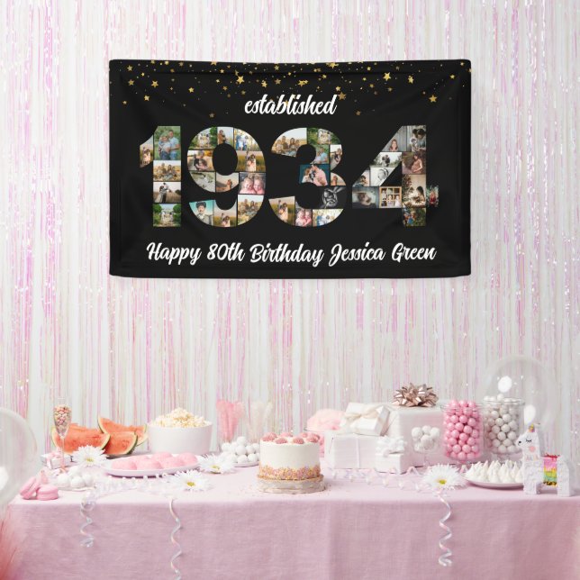 Banderoles 90e fête d'anniversaire Photo Collage Créé 1934 (Fête)