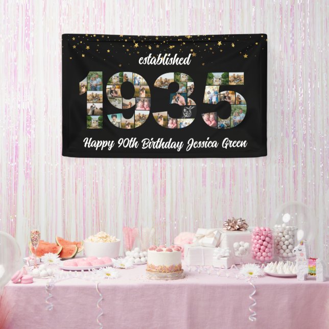 Banderoles 90e fête d'anniversaire Photo Collage Créé 1935 (Fête)