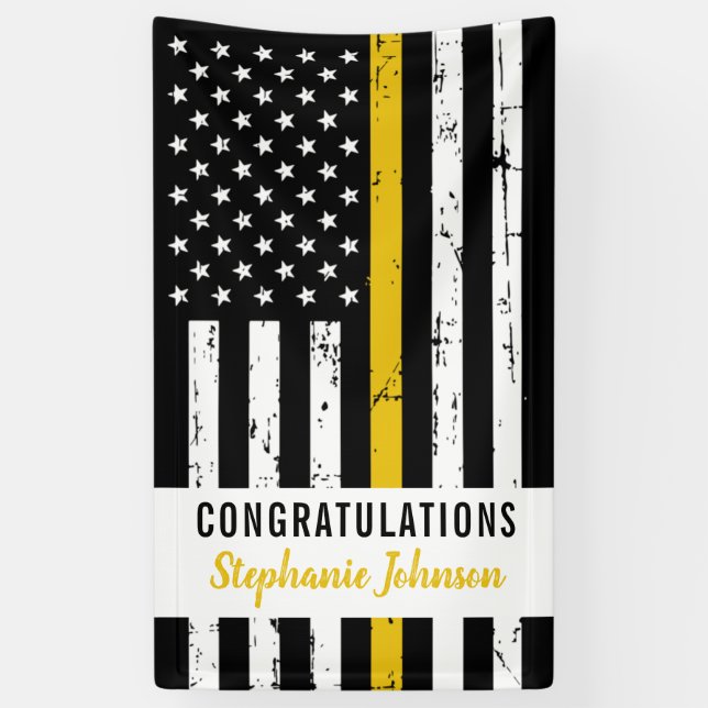Banderoles 911 Police Dispatcher Thin Gold Line Party (Vertical)