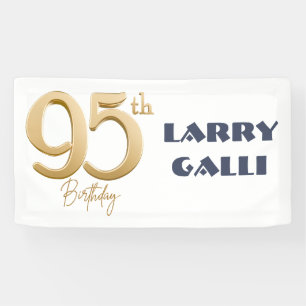 Banderoles 95e anniversaire Gold Navy Blue Nom personnalisé