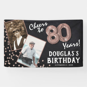 Banderoles À 80 Ans Rose Gold 2 Photos Anniversaire