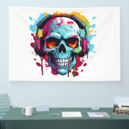 Banderoles A DJ POP ART SKULL Acrylic Sign