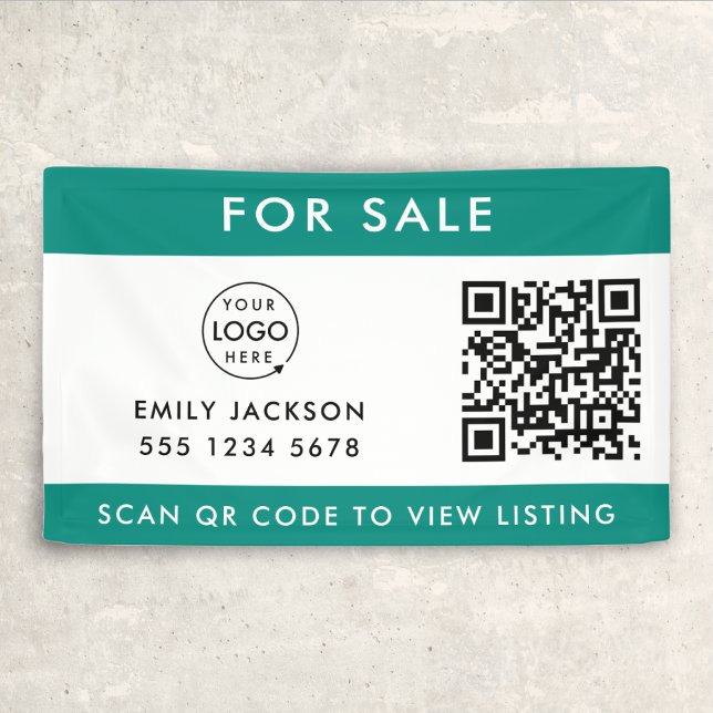 Banderoles À vendre ou à ouvrir | Immobilier QR Code vert (Créateur téléchargé)
