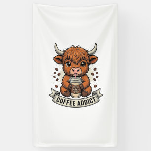Banderoles Accro au café Vache des Highlands Mignonne Gravure