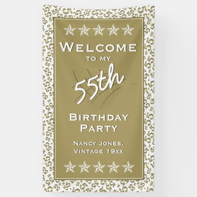 Banderoles Accueil à ma cinquante-cinquième fête (Vertical)