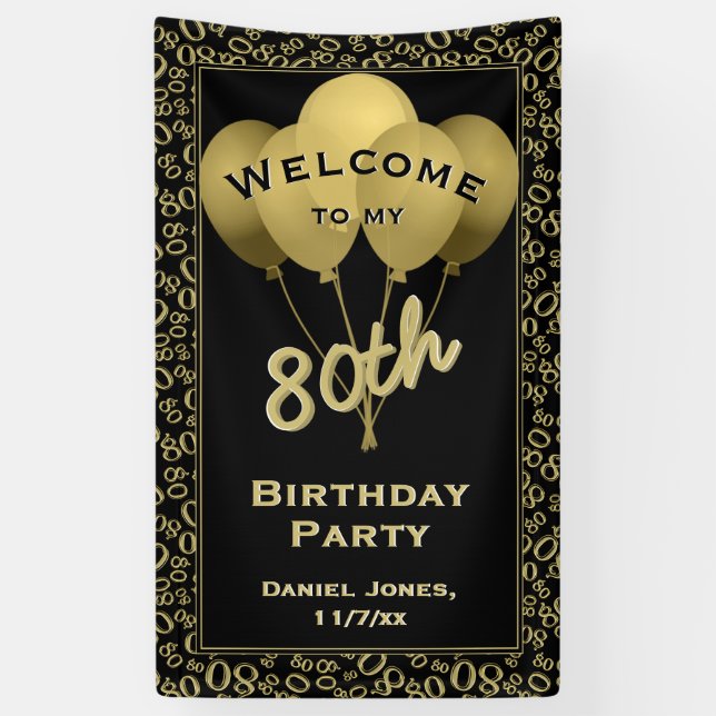 Banderoles Accueil à ma quatre-vingtième fête d'anniversaire (Vertical)