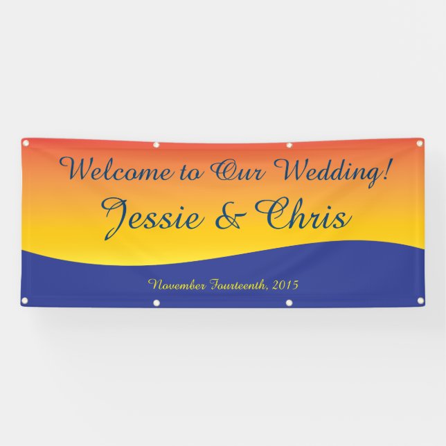 Banderoles Accueil à notre arrière - plan de plage de mariage (Horizontal)