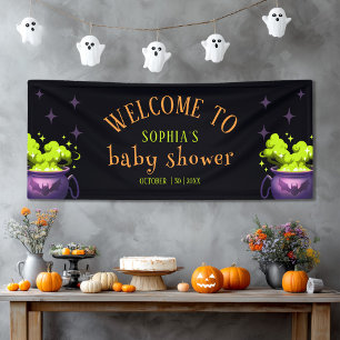 Banderoles Accueil Baby shower Cauldron Vert d'Halloween