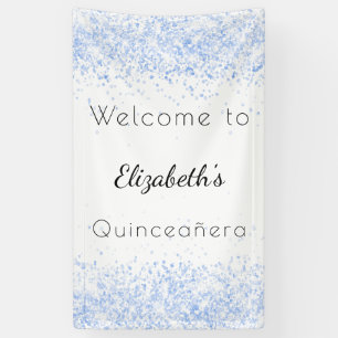 Banderoles Accueil bébé Quinceanera bleu blanc
